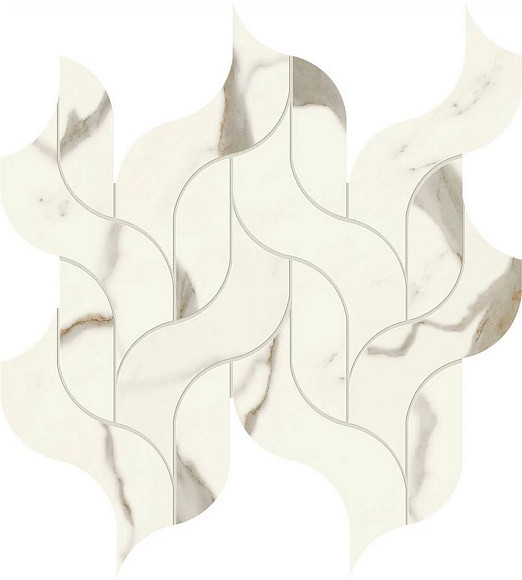 Мозаика Marvel Calacatta Sublime Mosaico Waterfall Lappato (AF8S)