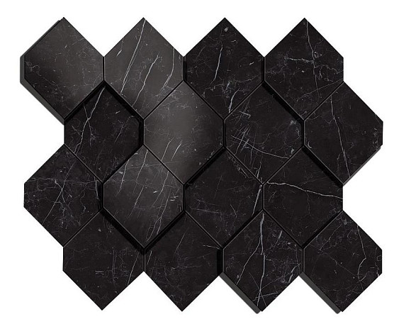 Мозаика Marvel Nero Marquina Mosaico Esagono 3D (AS4B) 